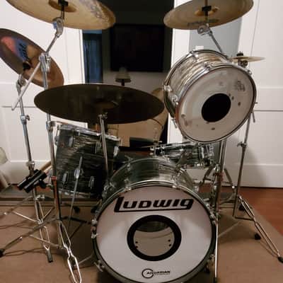 Ludwig Classic Maple Fab Outfit 9×12 / 14x14 / 14x20 Drum Set 1966 - Black Oyster Pearl image 2