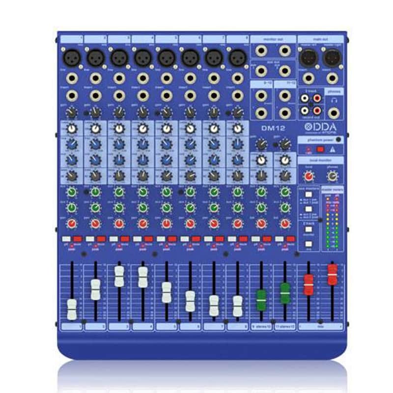 Midas DM12 12 Input Analog Live and Studio Mixer with Microphone Preamplifier, Bundle with Turnstile Audio TAPH100 Headphones and 2x H&A 25' XLR Microphone Cable image 1
