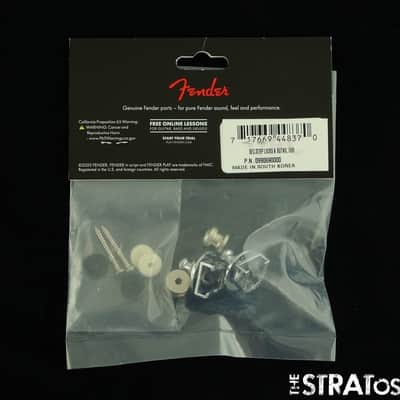 NOS 2 Fender STRAP LOCKS & KNOBS Fender Guitar Parts Chrome image 2