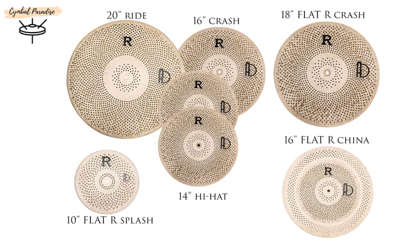 Agean Cymbals X-tra Silent Flat R Low Volume Cymbal Pack Box Set + 18Crash + 16China + 10Splash - Handmade in Turkey image 1