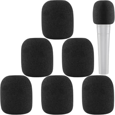 Windscreen For Sm58, 6Pack Microphone Pop Filter Foam Cover For Shure Sm58 Sm48,Mic Cover Replacement For Noise Reduction By ,Black