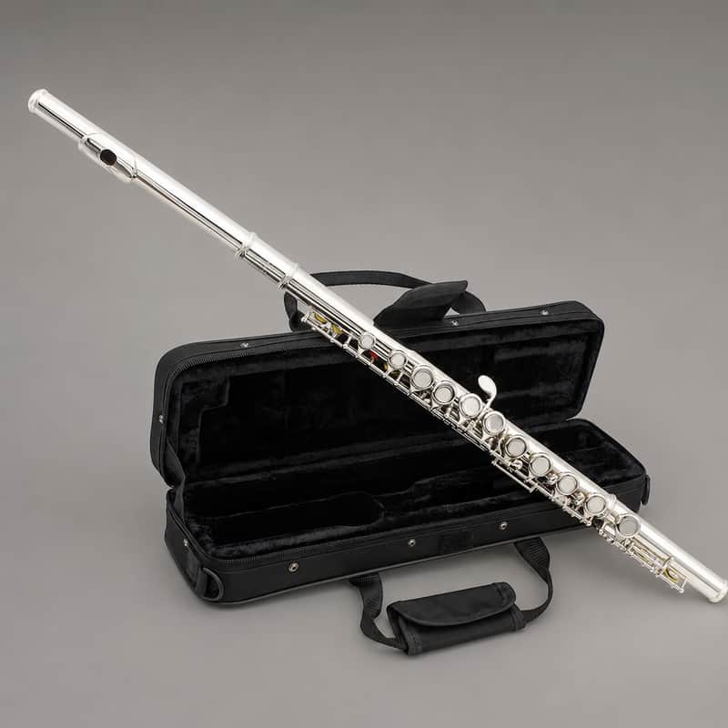 Professional C Key 16 Closed Hole Concert Flute for Students & Beginners – Nickel Plated Transverse Flute with Carrying Case, Cleaning Kit, Gloves & Back-to-School Accessories image 1