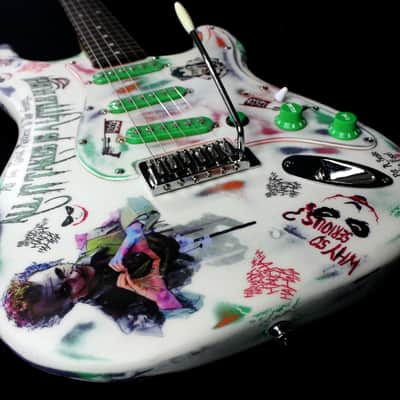 Custom Painted and Upgraded Fender Squier Strat - Aged and Worn With Graphics and Matching Headstock image 19