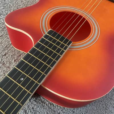 Cherry Burst 38 Inch Acoustic Guitar, ABS Body, Mahogany Neck image 3