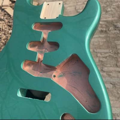 1 Alder wood Metallic green Strat Electric guitar body single single single image 7