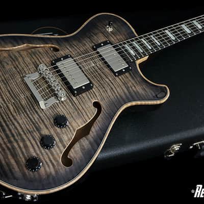 Knaggs Guitars Chena Hollowbody in Charcoal Burst w/ T1 Flame Maple Top image 2
