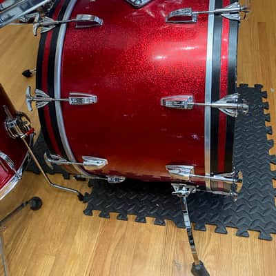 Ludwig Hollywood/Big Beat 4pc Drum Kit Set 3Ply Vintage 1970's 12/13/16/22" Red Sparkle image 5