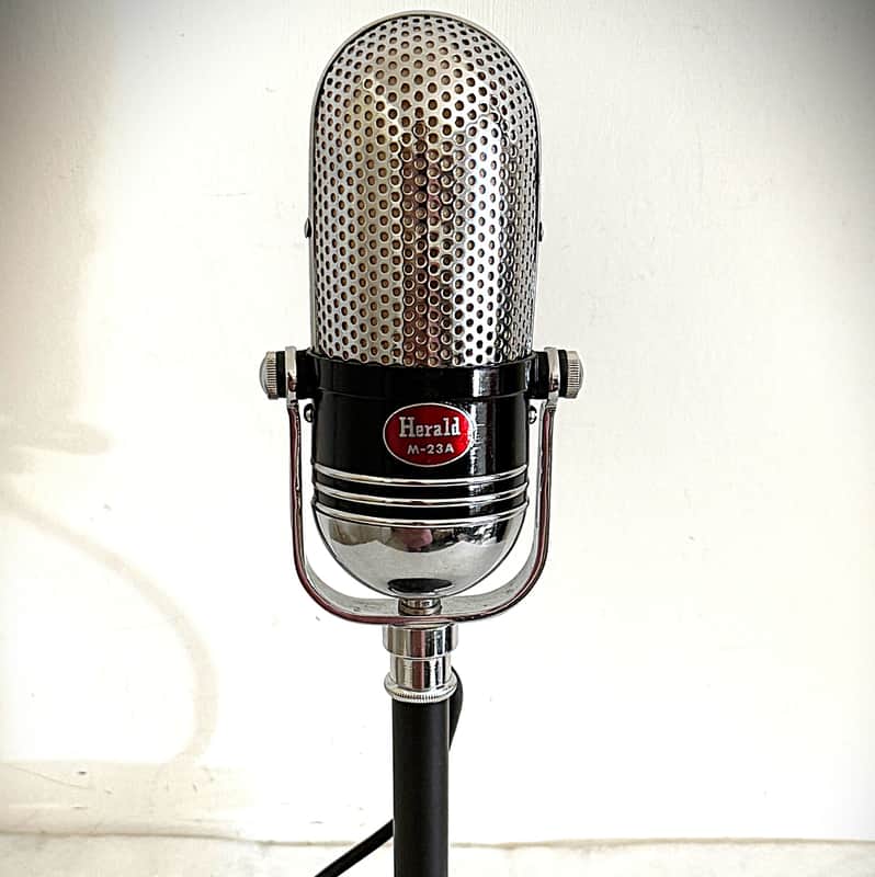 Rare 1960's Herald Dynamic Pill Microphone, upgraded audio, w/box, stand, Calrad image 1