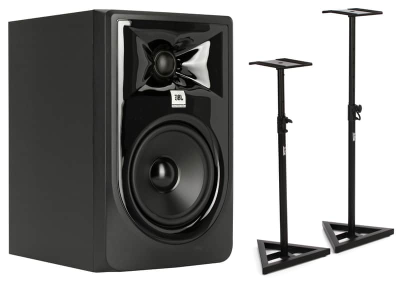 JBL 305P MkII 5-inch Powered Studio Monitor  Bundle with On-Stage Stands SMS6000-P Studio Monitor Stands image 1