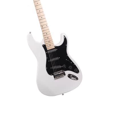 Ukscs ST Stylish Electric Guitar with Black Pickguard White image 21