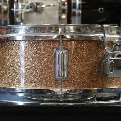 1960s Rogers 5x14 Luxor Model Snare Drum in Pink Champagne Pearl image 4