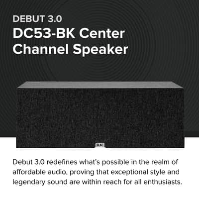 ELAC Debut 3.0 DC53-BK Center Channel Speaker, Black Ash - 1” Aluminum Dome Tweeter & Dual 5.25” Aramid Fiber Woofers - 2-Way Bass Reflex - 57Hz to 38KHz Response image 2