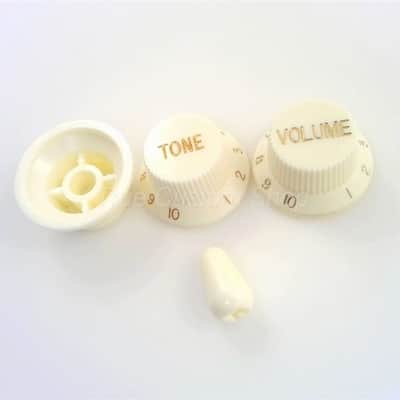 True Custom Shop® Parchment Tone Tone Volume Knobs & Switch Tip Set for Fender Stratocaster image 2
