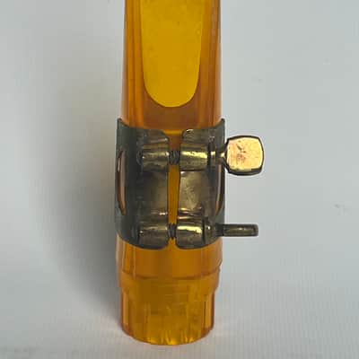 Vintage RARE Conn Comet #3 Alto Mouthpiece With Original Ligature 1950s - Translucent Amber (Orange) image 3