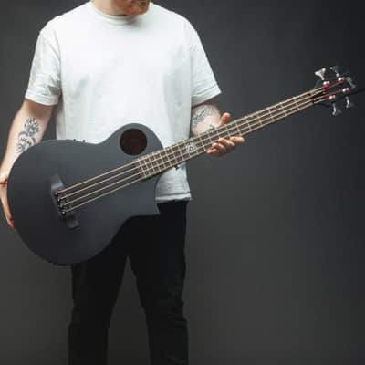 Lindo Neptune Short Scale (30") V2 Electro Acoustic Bass Guitar and Padded Gigbag Matte Black | Luminlays | Unique Bracing for Incredible Tone | Mother-of-Pearl 12th Fret Planet Inlay image 7