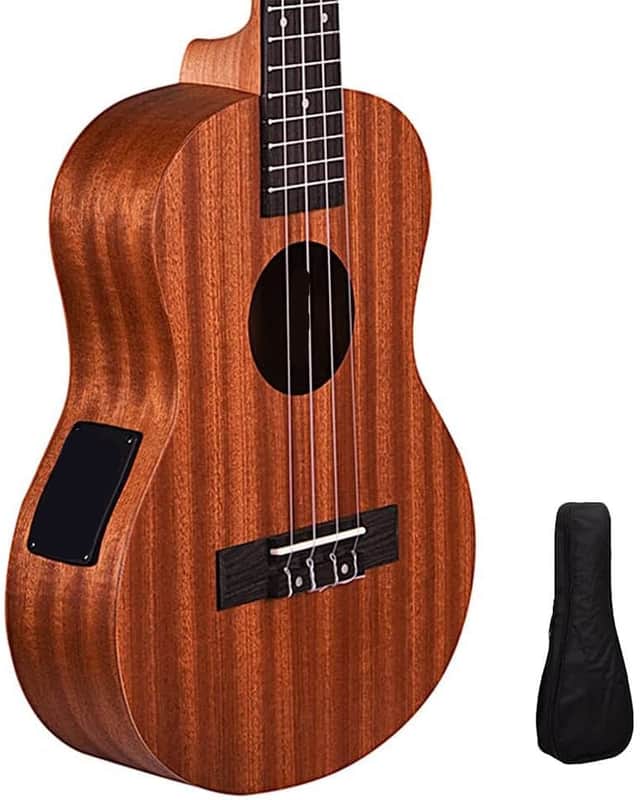 Concert Ukulele 24Inch– Mahogany Wood with Built-in Equalizer, Bag & Tuner image 1