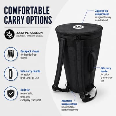 ZAZA - Professional Colorful Doumbek/Darbuka ClassicSize - Bag Carry Case - Premium Nylon Fabric Gig-bag - Magenta image 4