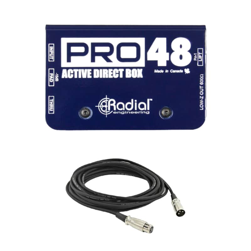 Radial Pro48 1-Channel Active 48v Direct Box with 20' XLR Cable image 1