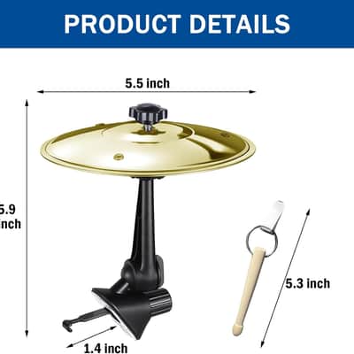 Car Cymbal, Mini Car Cymbal for Air Vent, with Compact Drum Stick, Drum Crash Cymbal Accessory for Car Dash Interior Decoration, Golden image 2