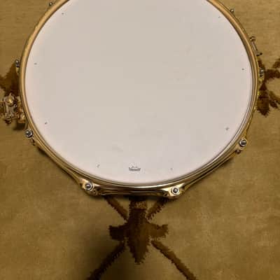 DW Pi snare broken glass finish with gold hardware image 1