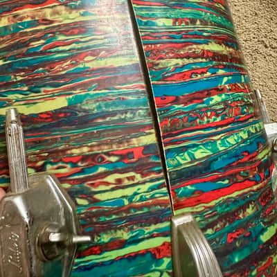 Ludwig Big Beat Drum Set 12/13/16/22 1970/71 - Psychedelic Red image 12
