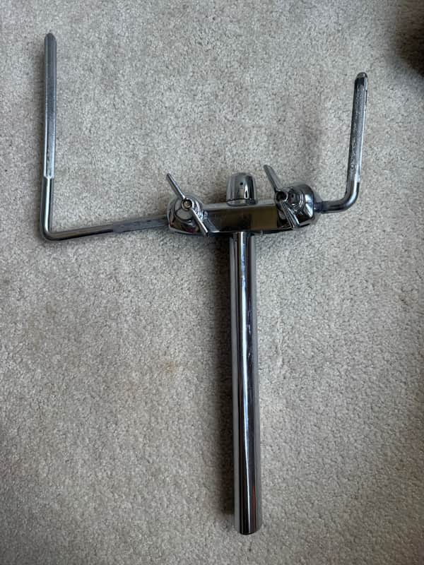 Premier Vintage Lokfast Double Tom Drum Holder Mount Post - 8” and 5” L Arm 70s - Chrome image 1