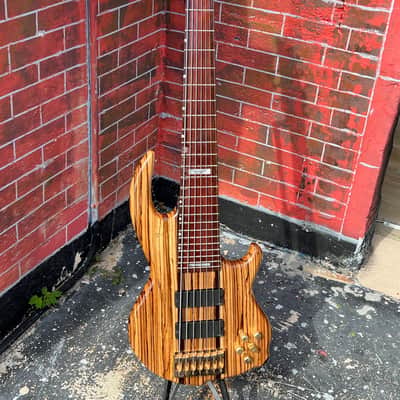Conklin Faught Custom Sidewinder 7-String Bass 1997 fabulous Zebrawood Special Order an insane bass. image 2