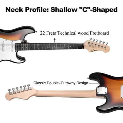 ADM Full Size 39 inch Electric Guitar Package - Sunburst image 4