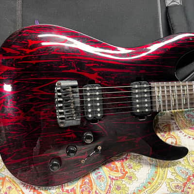 Schecter C-1 Silver Mountain Blood Moon Electric Guitar w Case image 2