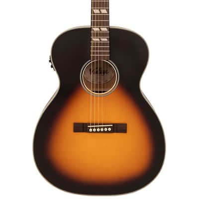 Vintage Historic Series 'Orchestra' Electro-Acoustic Guitar ~ Vintage Sunburst VE160VSB image 2