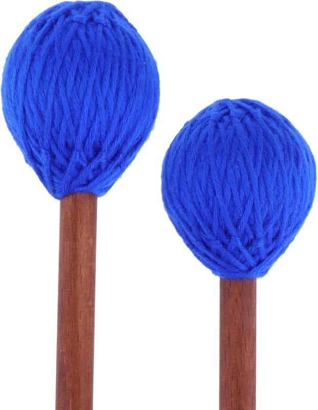 1Pair Mallets Medium Blue Hard Yarn Head Keyboard Percussion Mallets with Maple Wood Handle (Blue) image 1