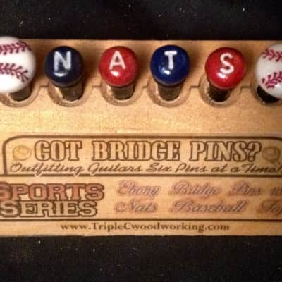 Got Bridge Pins? Ebony Bridge Pins with Nats Baseball Tops image 2