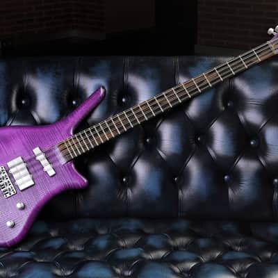 Warwick Dolphin Pro 1 - 8 String Custom Shop Masterbuilt 2022 - AAA Flame SOLID French Ash over Satin Transparent Purple Grape Flavor image 2