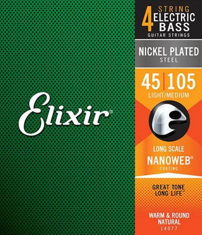 Elixer 14052 Light Electric Bass Nickel Plated with NANOWEB Coating image 1