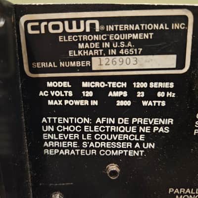Crown Micro-Tech 1200 Power Amplifier 2000s - Silver image 3