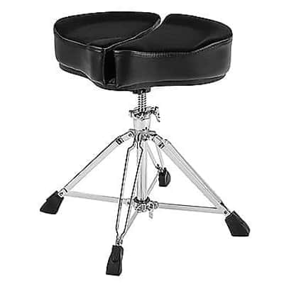 Ahead SPG-BL Spinal-G Saddle Drum Throne in Black Cloth Top & Sides w/ 4 Legged Base image 1