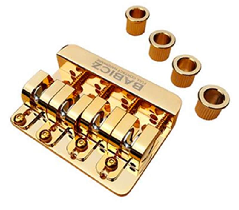 Babicz Full Contact Hardware ORIGINAL SERIES FCH4 AM BASS BRIDGE, 4 String -string thru gold image 1
