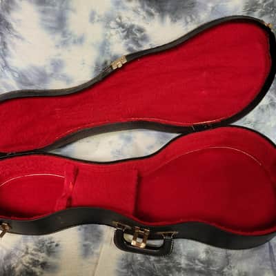 Vintage RARE 1969 Harmony Batwing Mandolin Case Black Red Plush Interior image 10