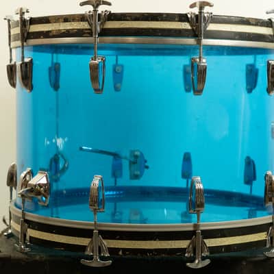 1970s Ludwig 14x22 Blue Vistalite Bass Drum image 9