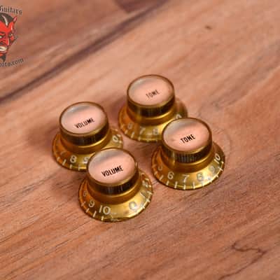 Gibson 1961 Original Gold Top Hat Reflector Knob Set with Pointers 1961 Late 1950's Early 1960's image 5
