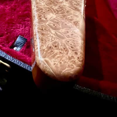 Moonstone FLAMING V flying v 1984 - Natural Paduak & maple burl image 16