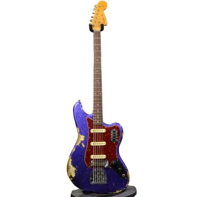 Fender Custom Shop Bass VI Journeyman Relic - Purple Sparkle over Graffiti Yellow image 3