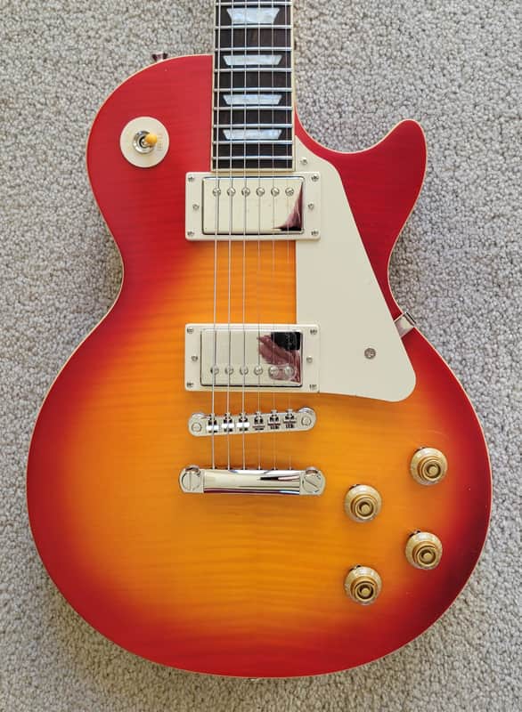 Epiphone 1959 Les Paul Standard Electric Guitar, Aged Dark Cherry Burst, Epiphone Hard Shell Case image 1