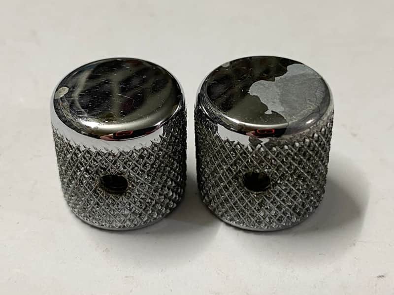 1960s Fender USA Barrel knob pair for Telecaster P-bass + Lap steel chromed Alloy original Vintage image 1