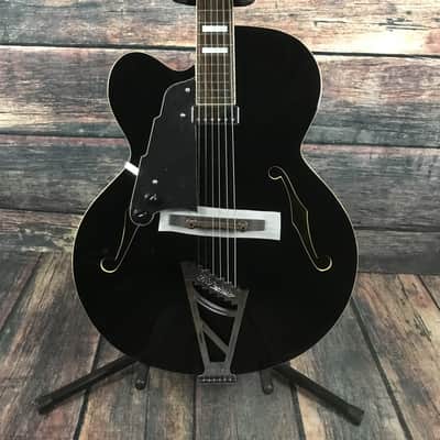 D'Angelico Left Handed Premier EXL-1 Hollow Body Electric Guitar- Black image 2
