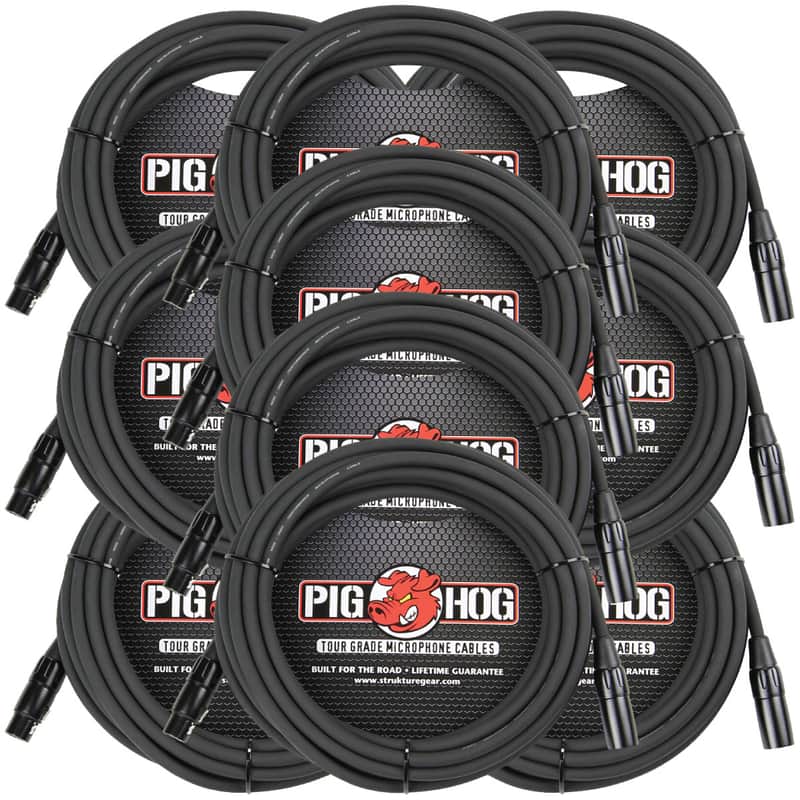 10 Pack Pig Hog PHM30 XLR High Performance 8mm Microphone 30 Foot Ft Mic Cable Lifetime Warranty! image 1