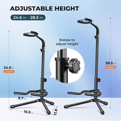 Guitar Stand Floor Adjustable - Folding Universal Guitar Holder Instrument Tripod Stand Fit for Acoustic Electric Classical Guitars Bass Banjo Mandolin image 2