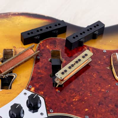 1966 Fender Jazz Bass Sunburst Padauk Fretboard Binding + Dots w/ Case image 19