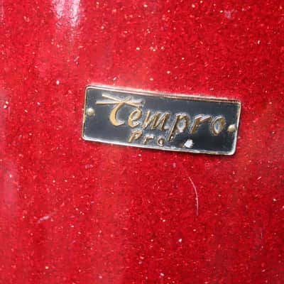 Tempro 4pc Drum Set Red Sparkle Vintage 1970's image 2