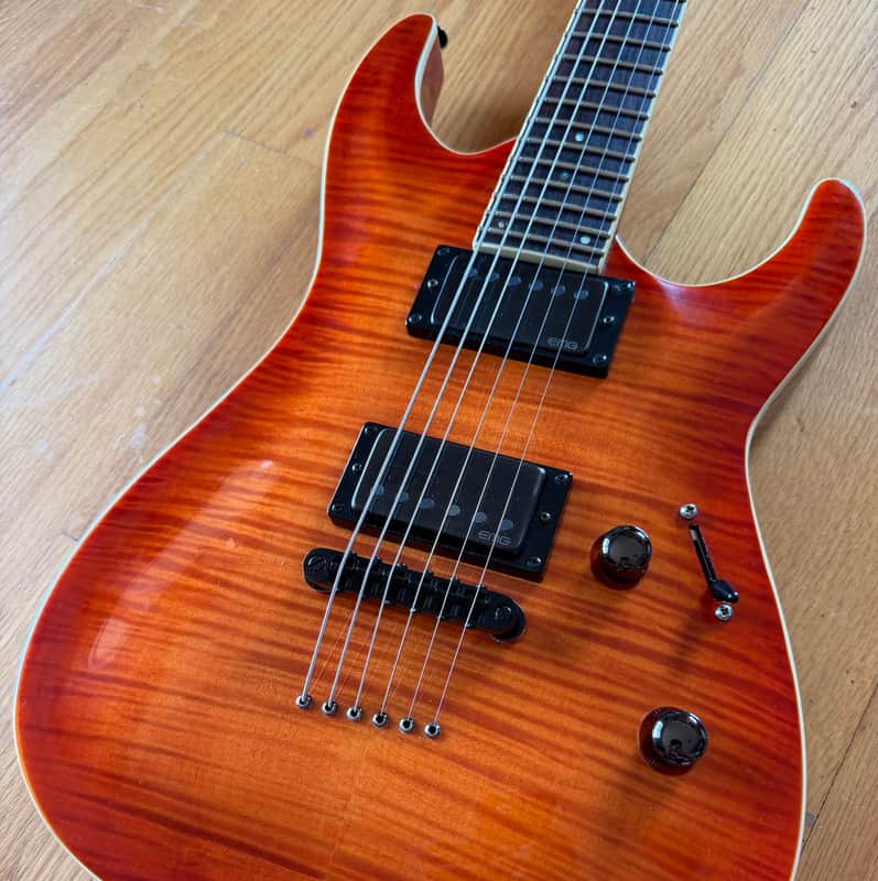 ESP LTD H401FM 2009 - Amber Cherry Burst - With Bag - EMG Upgrade image 1